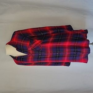 Cloth & Stone Flannel Shirt Dress Red & Blue Plaid Size Small